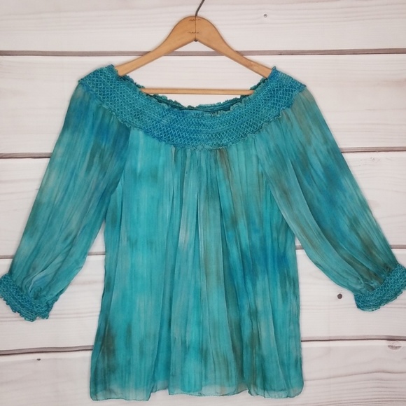 Alice + Olivia Tops - Alice + Olivia Marble Dye Off Shoulder Top Size S